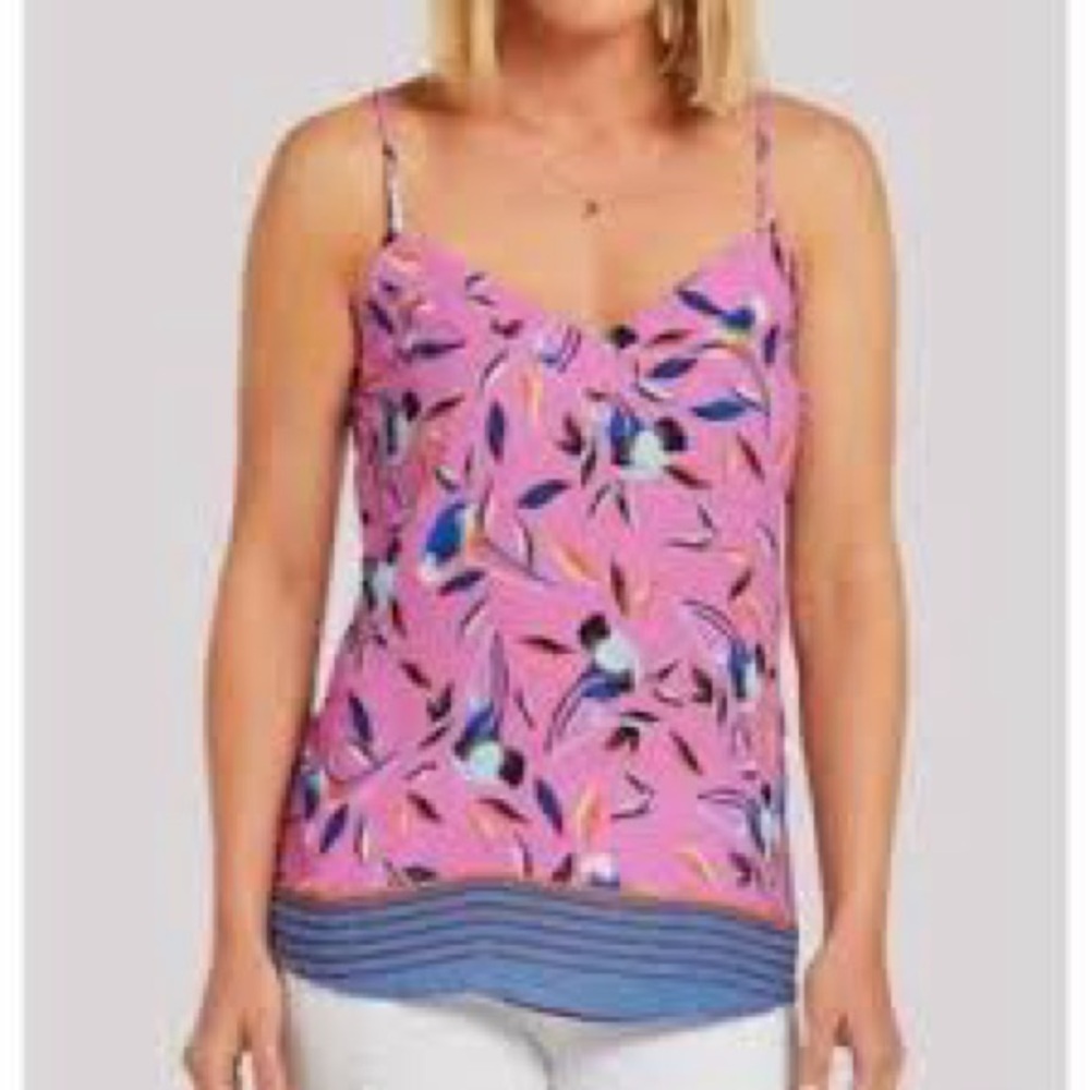 Allison Joy Floral Print Layered Tank Top Purple Multi Size Large